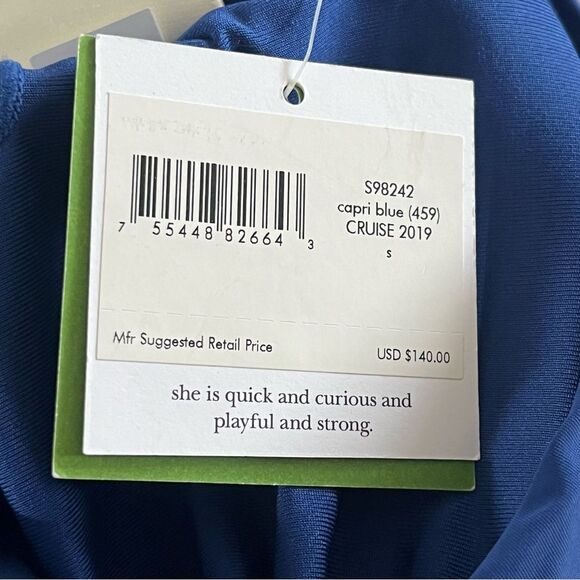 NWT Kate Spade Capri Blue Tie Front Bow Bandeau One Piece Swimsuit Size Small - Picture 9 of 9
